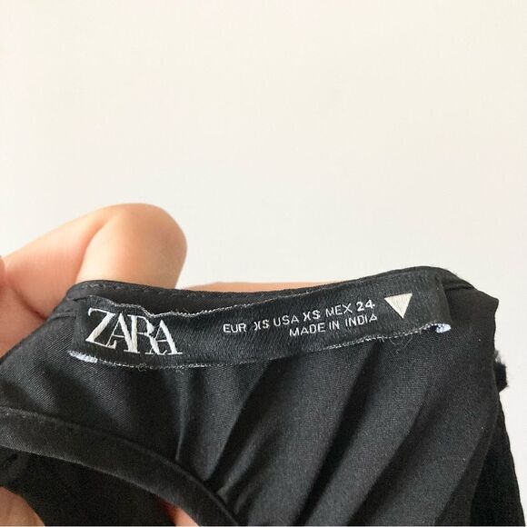 Zara Black Tiered Poplin Open Back Mini Dress XS - Picture 2 of 4